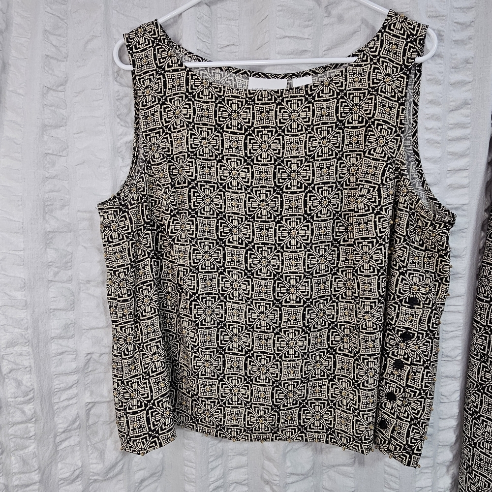 Liz Claiborne 100% Silk Matching Set Beaded Tank and Top Maxi Faux Wrap Skirt - Picture 4 of 16